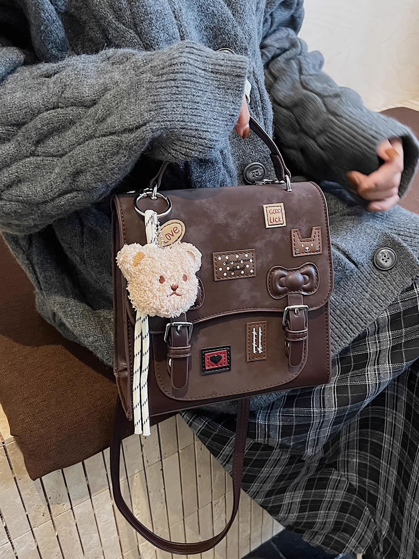 Ba lô retro dành cho nữ, thời trang, giản dị, thiết kế độc đáo, túi đi học dành cho học sinh, ba lô du lịch thời trang đường phố phong cách Hàn Quốc