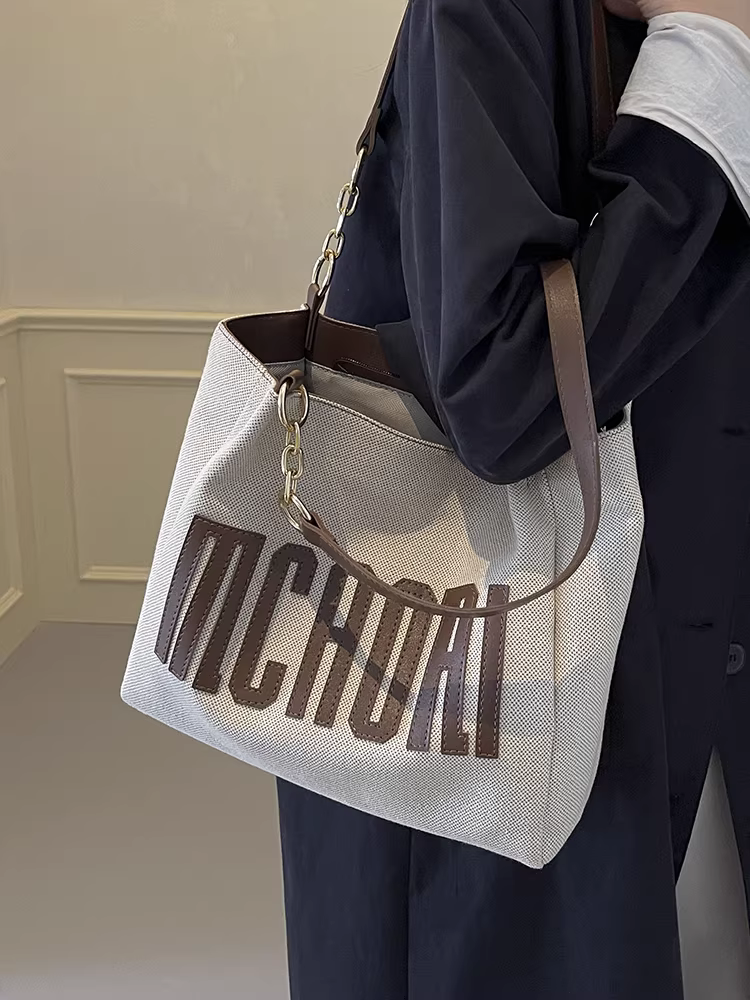 Túi tote đi làm bằng vải canvas dành cho nữ, dung tích lớn, kiểu dáng mới 2025, túi đeo vai đa năng mùa thu đông, túi đi học dành cho sinh viên đại học
