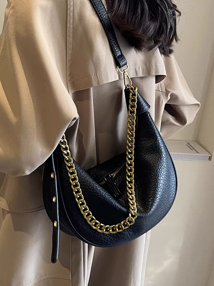 Túi xách nữ cỡ lớn 2025 chất liệu cao cấp độc đáo mùa thu đông đa năng đeo vai chéo dây xích kiểu bánh bao