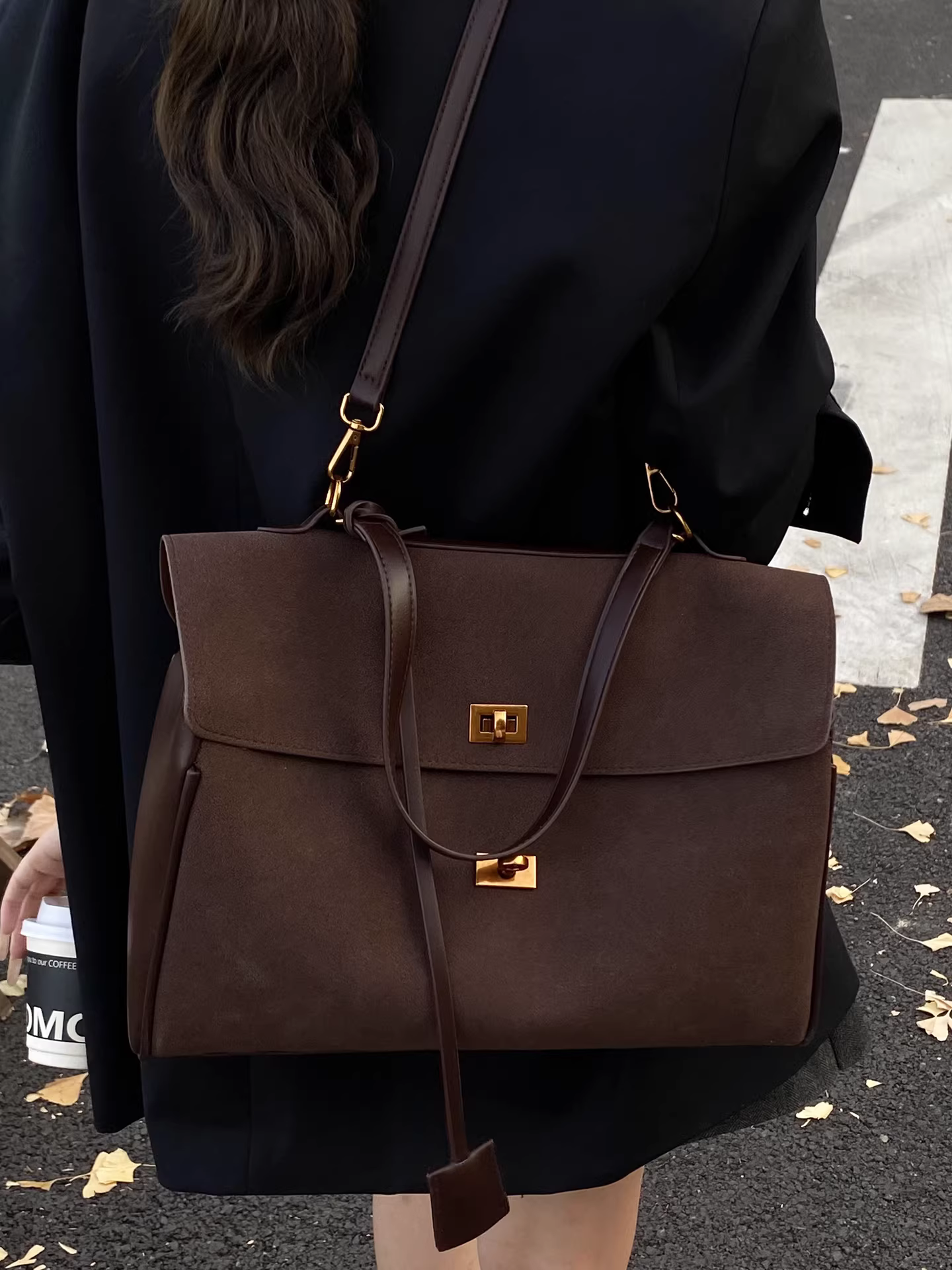 Túi đeo chéo nữ phong cách retro, dung tích lớn, mẫu mới thu đông 2025, túi đeo vai đi làm, đi làm hàng ngày, túi tote.