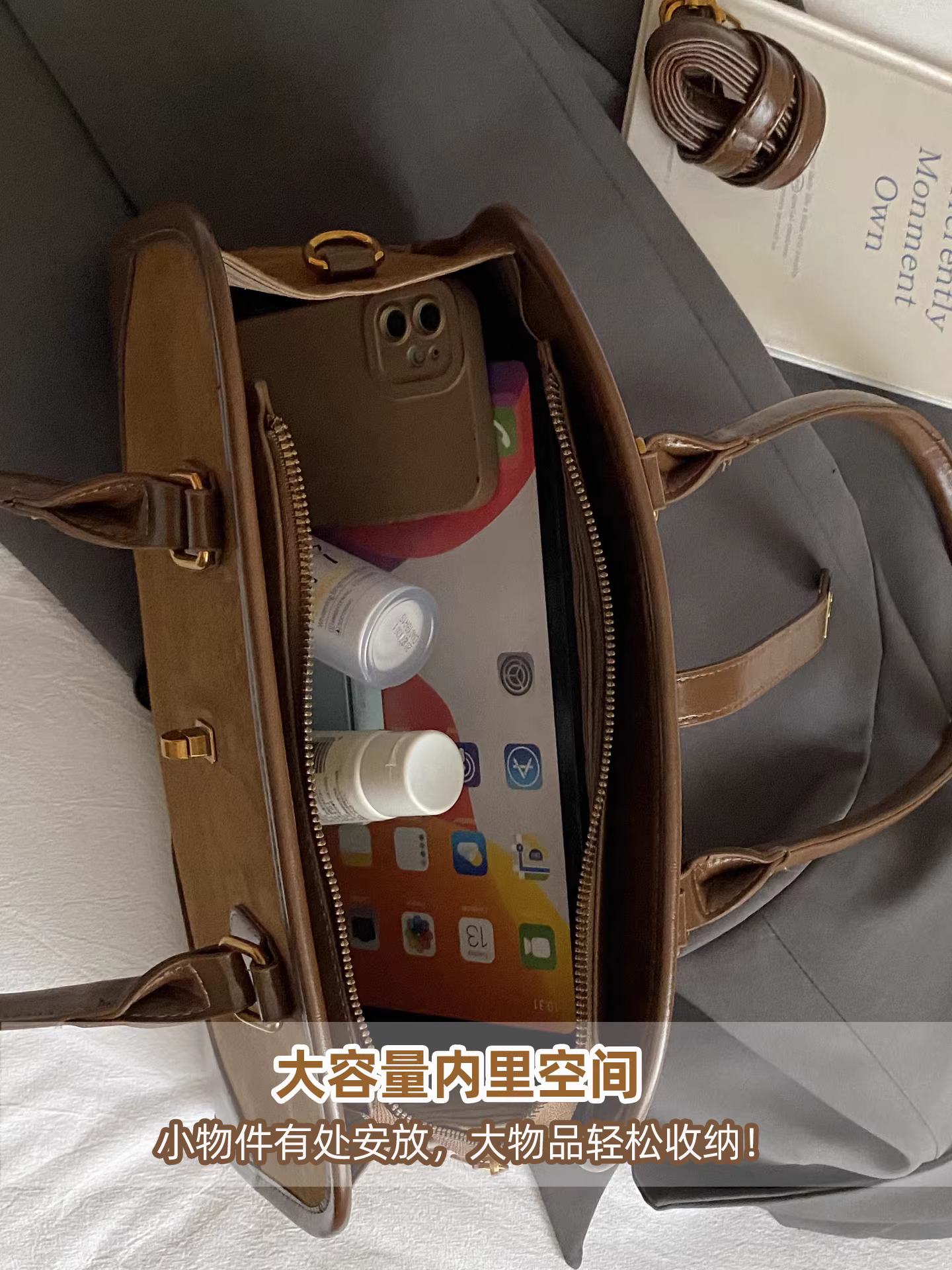 Túi xách nữ vintage mờ, dung tích lớn, mẫu mới thu đông 2025, túi đeo chéo cá tính, túi đeo vai/nách kiểu gối.