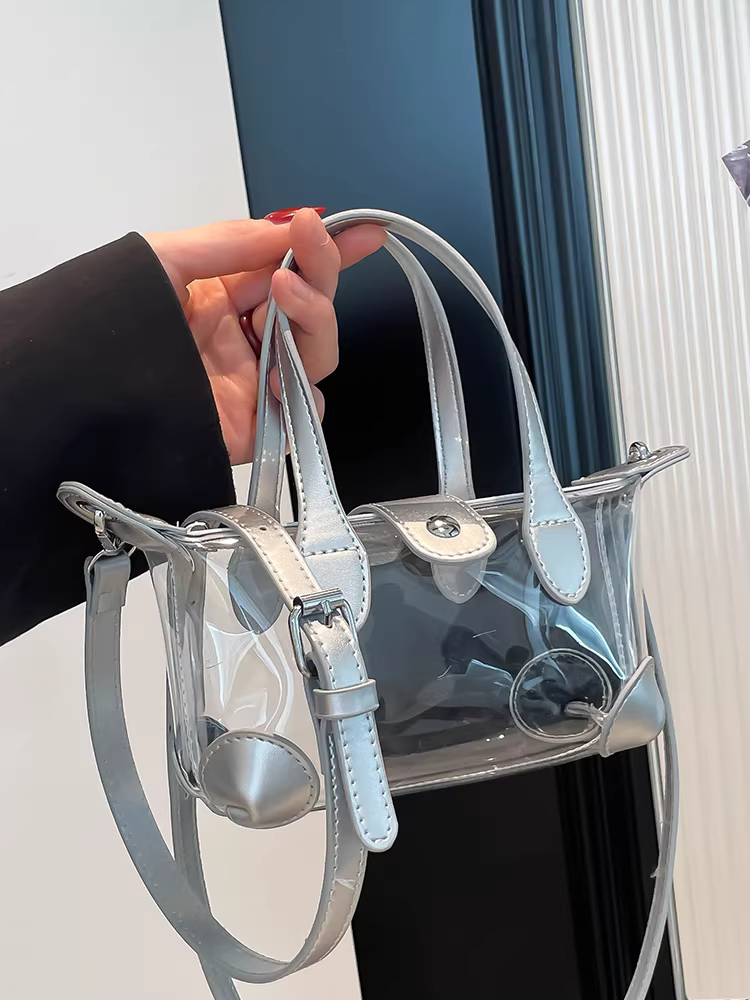 Túi thạch trong suốt dành cho nữ, mẫu mới hè 2025, túi đeo chéo đa năng, phong cách thời trang Hàn Quốc, túi xách nhỏ gọn.