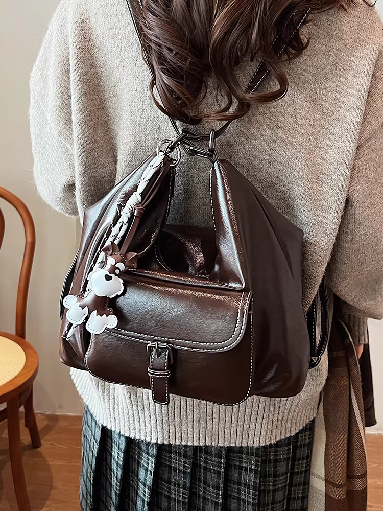 Túi tote đi làm phong cách retro dành cho nữ, dung tích lớn, mẫu mới xuân hè 2025, túi đeo vai/chéo đa năng, balo