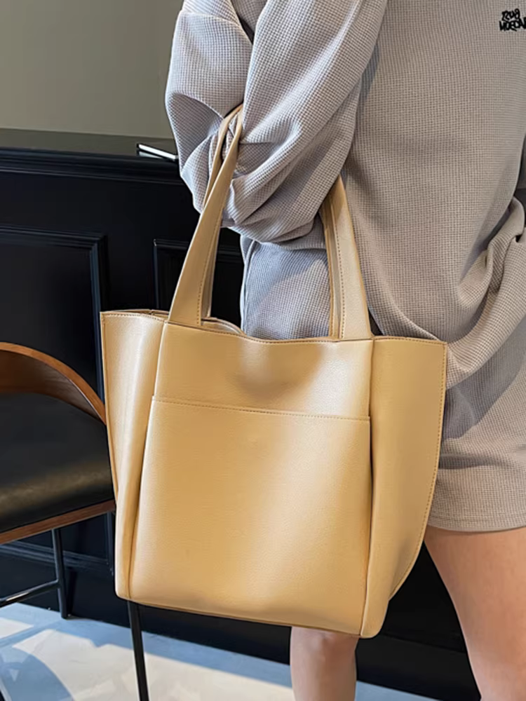 Túi tote nữ, dung tích lớn, kiểu dáng mới 2025, đơn giản và đa năng, túi đeo vai đi chợ, túi đi làm và đi làm hàng ngày cao cấp, phong cách giản dị