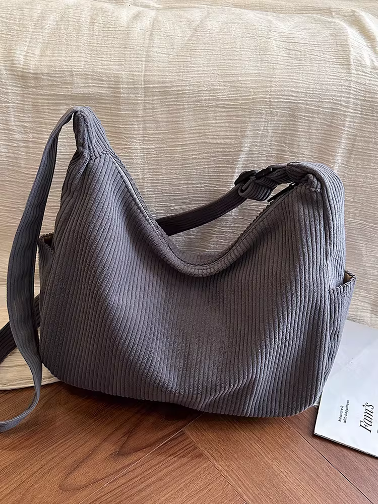 Túi vải bố nữ, dung tích lớn, mẫu mới thu đông 2025, túi đeo chéo đa năng, túi đi làm phong cách giản dị.