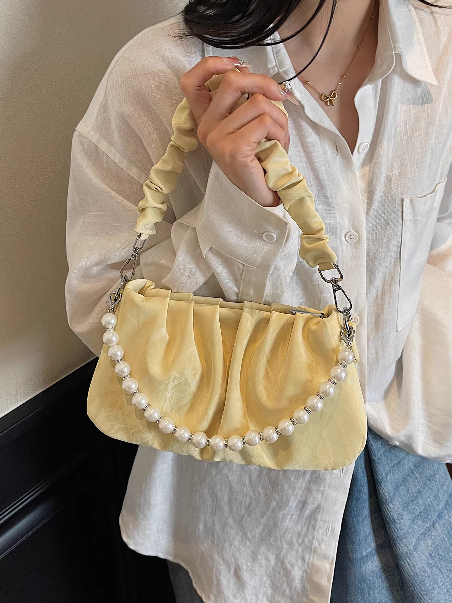 Túi xách thiết kế độc đáo dành cho nữ 2025, mẫu mới mùa hè, túi đeo chéo phong cách Hàn Quốc, túi đeo vai đơn, túi xếp ly kiểu mây