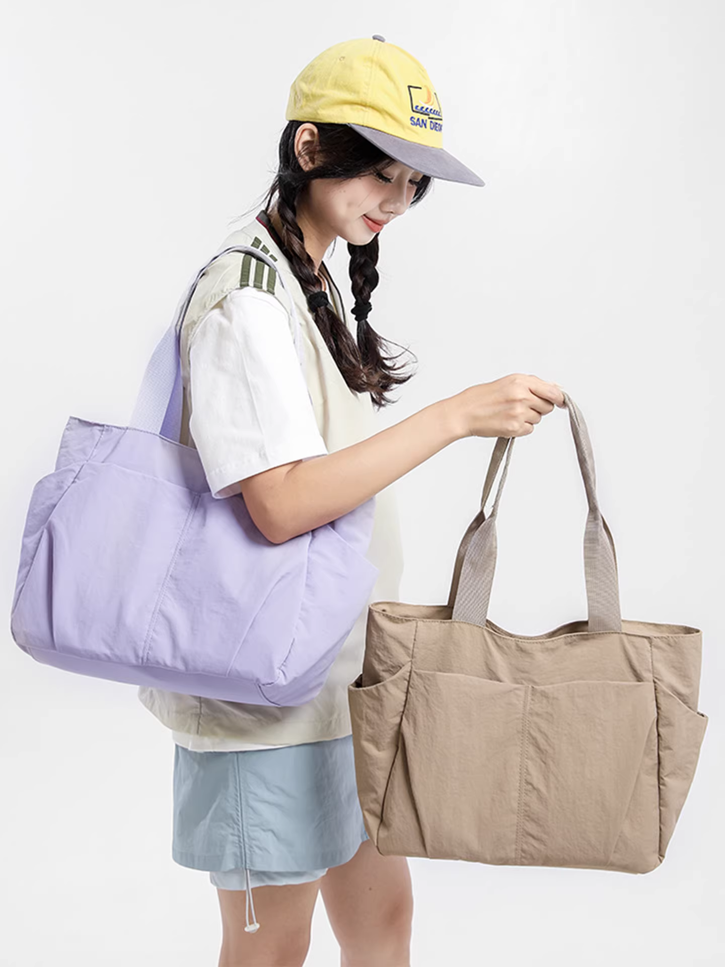 Túi vải canvas nữ, dung tích lớn, mẫu mới thu đông 2025, đa năng, đơn giản, đeo vai/nách, túi tote dành cho sinh viên đi học.