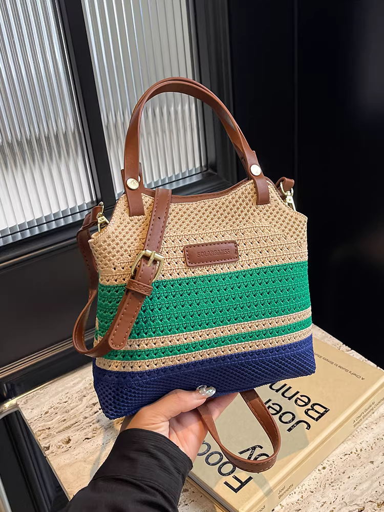 Túi xách cói nữ, kiểu mới hè 2025, túi xách mẹ và con gái, túi xách dệt tay phong cách nghỉ dưỡng biển