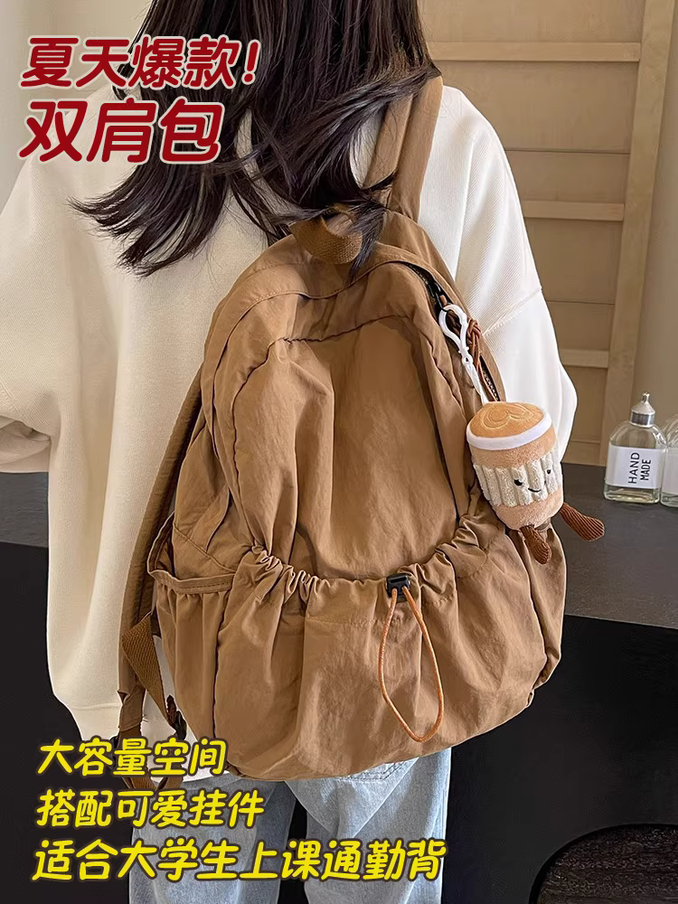 Ba lô du lịch siêu nhẹ kiểu mới 2025, chất liệu nylon chống nước, balo nữ sinh, balo nữ đại học