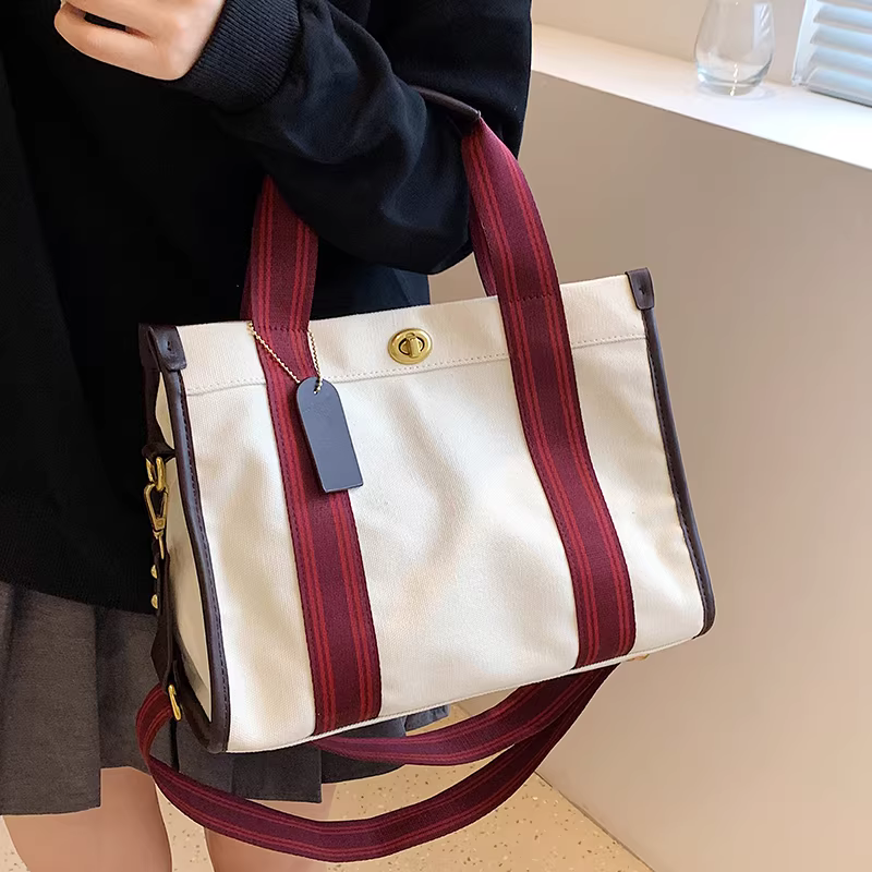 Túi vải bố cỡ lớn dành cho nữ, kiểu dáng mới 2025, túi xách độc đáo, thích hợp cho đi học và đi làm, túi đeo chéo