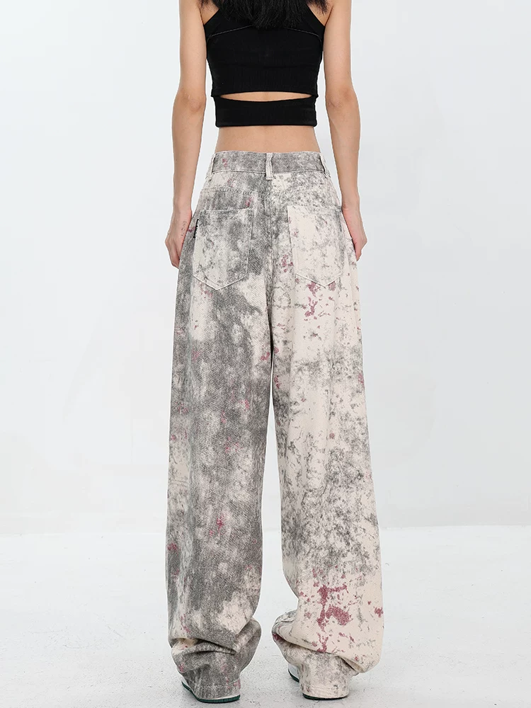 KEN STUDIO phong cách mới mùa hè nguyên bản của Mỹ quần jean ống rộng dáng rộng kiểu dáng rộng thùng thình kiểu dáng rộng thùng thình