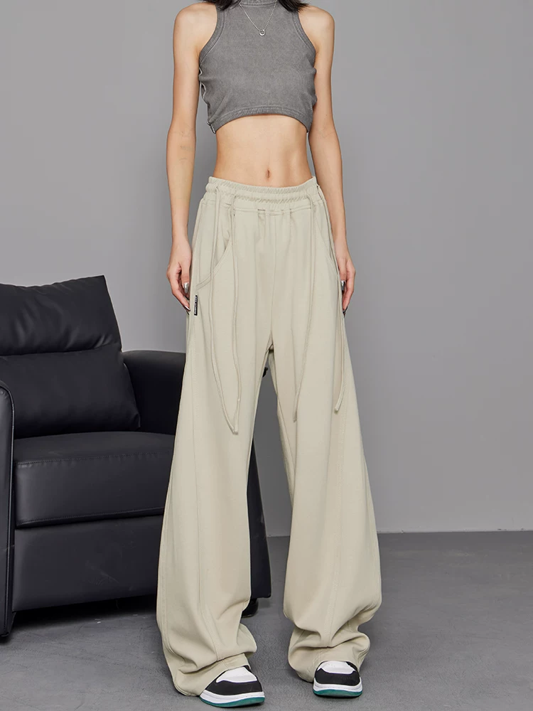 KEN STUDIO Xuân Thu Phong cách mới Quần chuối Quần thể thao Quần nữ kiểu dao cong Quần thể thao Quần dài đến sàn Quần ống rộng Quần dài