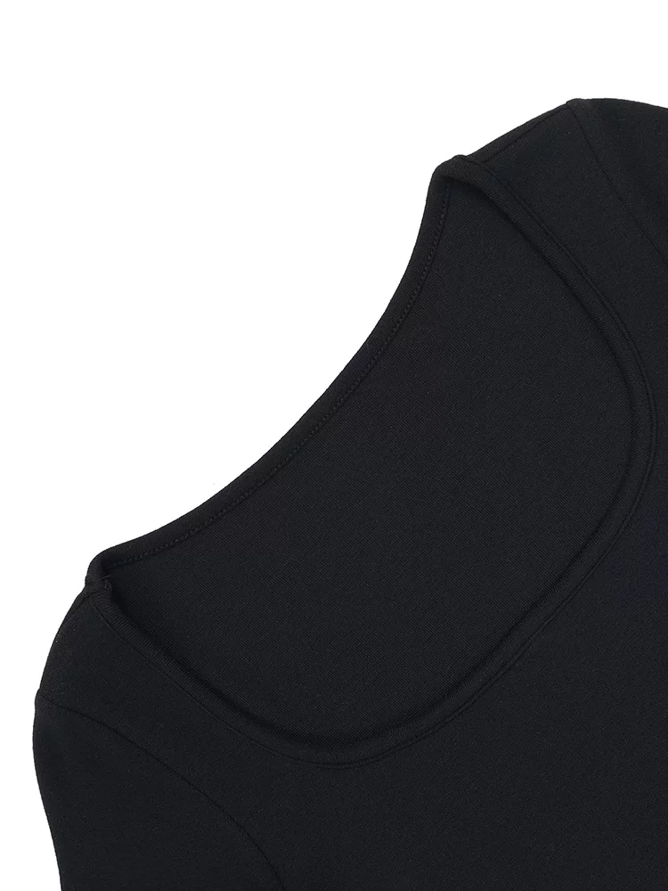 KEN STUDIO phong cách mới mùa hè Áo thun ngắn tay cổ chữ U kiểu dáng cay cay dành cho nữ có đệm ngực, ôm vừa vặn và tôn dáng bên trong