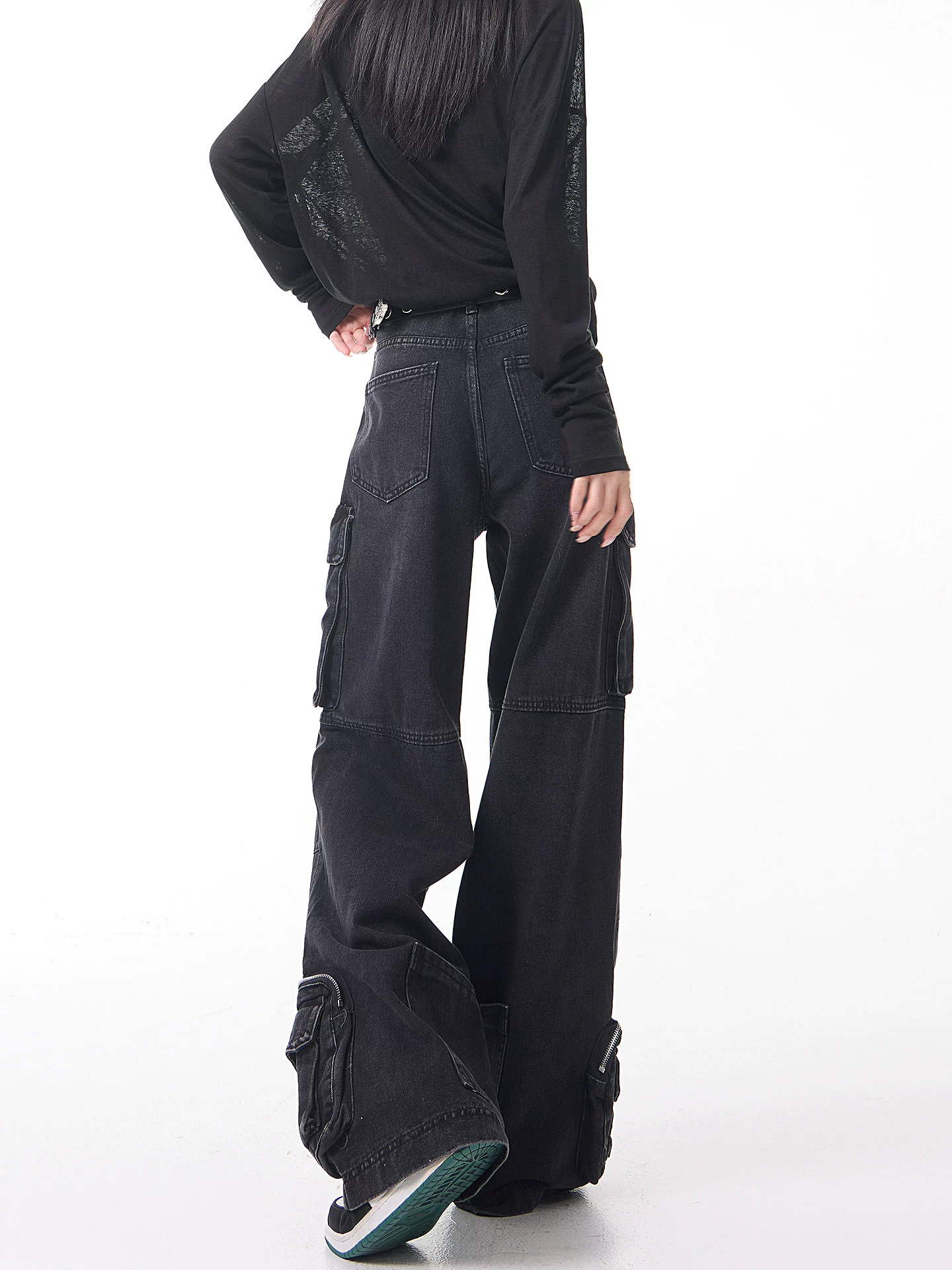 Quần jean nhiều túi thiết kế cổ điển của KEN STUDIO dành cho nữ, quần ống rộng đa năng, kiểu dáng rộng rãi, thích hợp cho mùa xuân và mùa thu mới