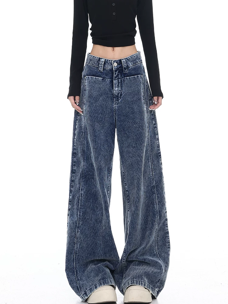 Quần jean nhung kiểu Mỹ cổ điển thu đông mới của KEN STUDIO là quần ống rộng đa năng và phong cách.