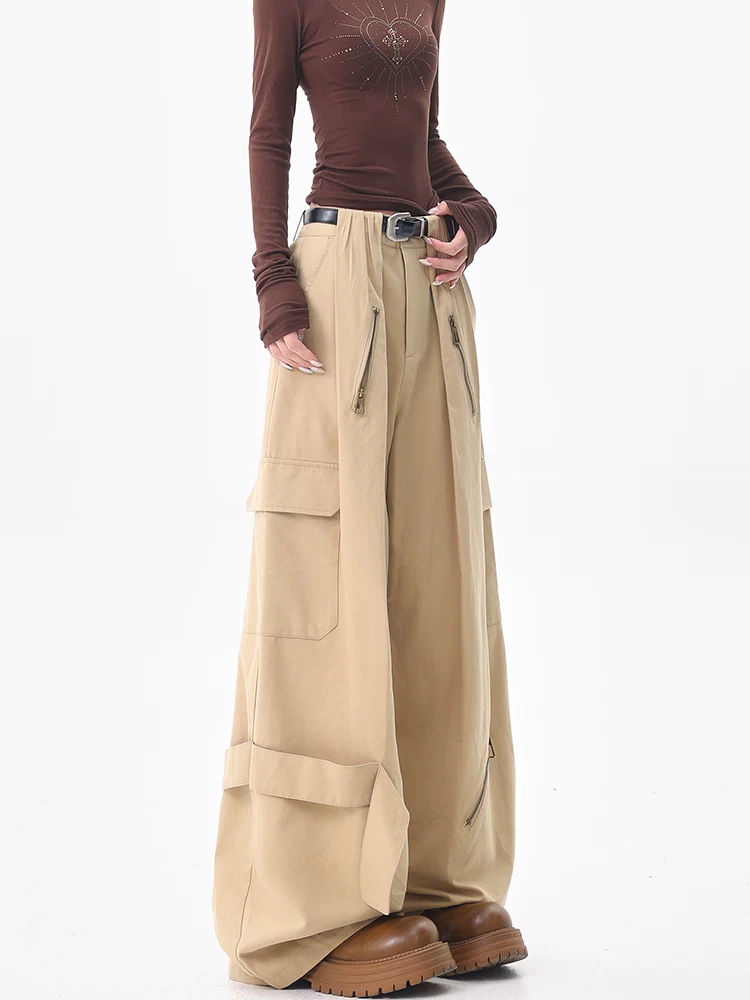 KEN STUDIO Quần kaki kiểu cổ điển của Mỹ dành cho nữ, quần ống rộng dáng thẳng mùa hè mới.