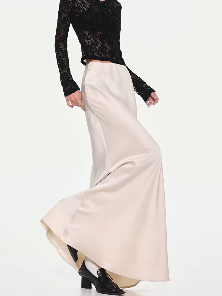 KEN STUDIO váy đuôi cá xếp nếp bằng vải satin dành cho nữ mùa xuân hè váy ôm dáng cao cấp mới xếp nếp