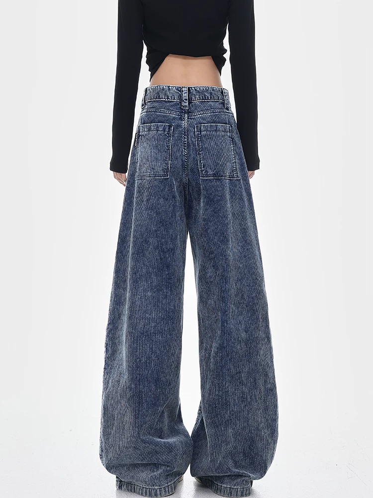 Quần jean nhung kiểu Mỹ cổ điển thu đông mới của KEN STUDIO là quần ống rộng đa năng và phong cách.