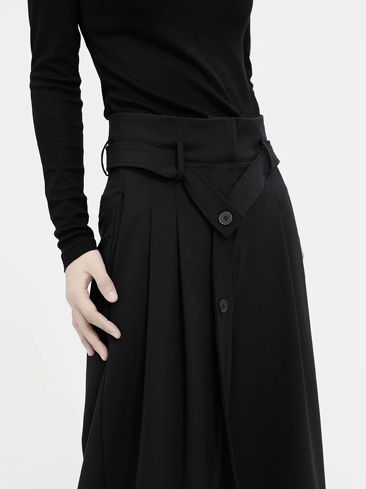 KEN STUDIO Xuân Thu Quần đen cạp cao dáng thẳng có tác dụng làm thon gọn dáng người Quần dài đến sàn Quần tây nữ