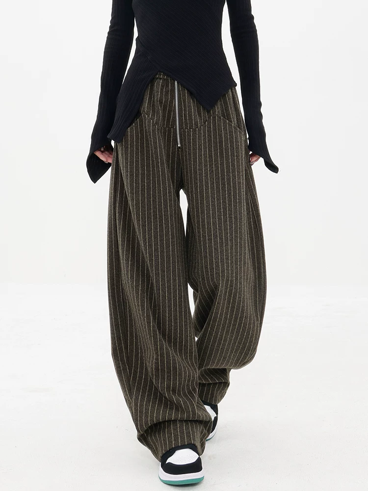 Quần thể thao dày KEN STUDIO dành cho nữ, quần dài dáng rộng đa năng dáng rộng mùa thu đông mới có sọc