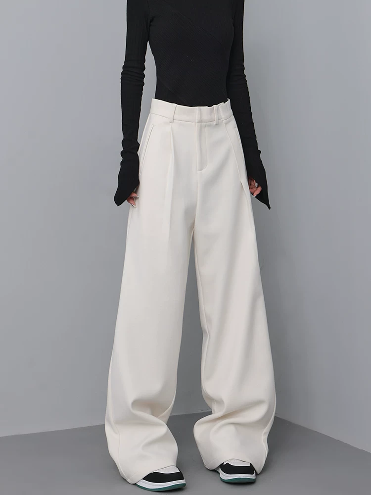 Quần âu len dáng thẳng màu mơ mùa thu đông KEN STUDIO2025, quần nữ suông rộng dài, quần thường ngày