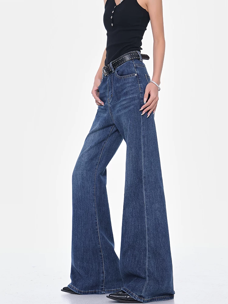 KEN STUDIO quần jean ống loe phong cách retro mới thu đông dành cho nữ, quần cạp cao, co giãn, thon gọn, quần ống loe hot girl.