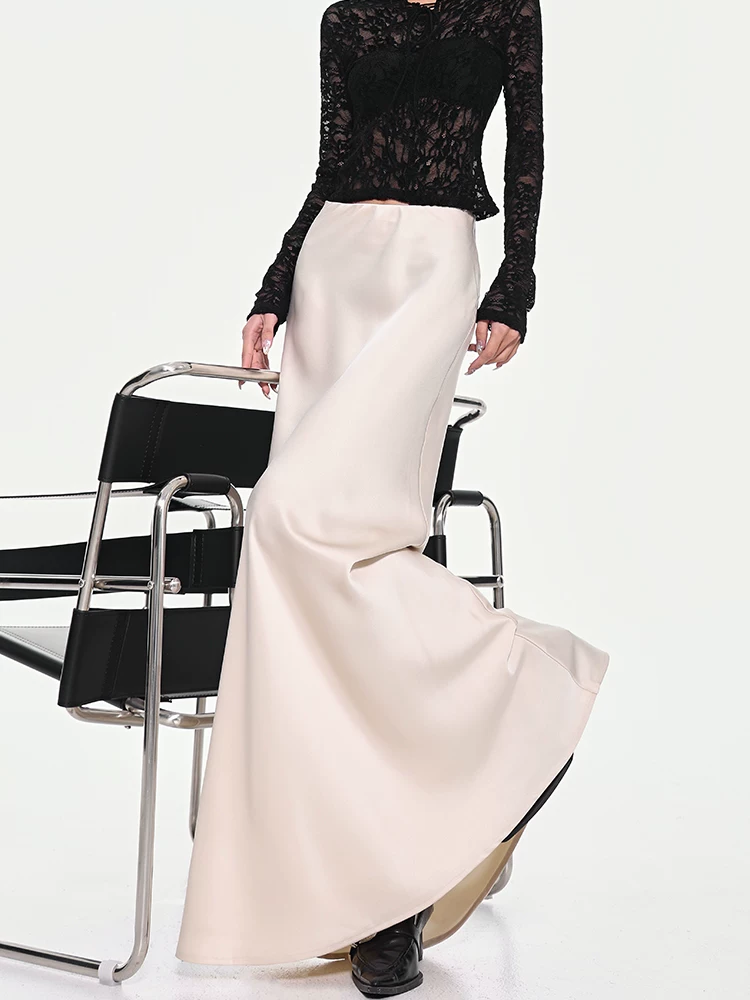 KEN STUDIO váy đuôi cá xếp nếp bằng vải satin dành cho nữ mùa xuân hè váy ôm dáng cao cấp mới xếp nếp