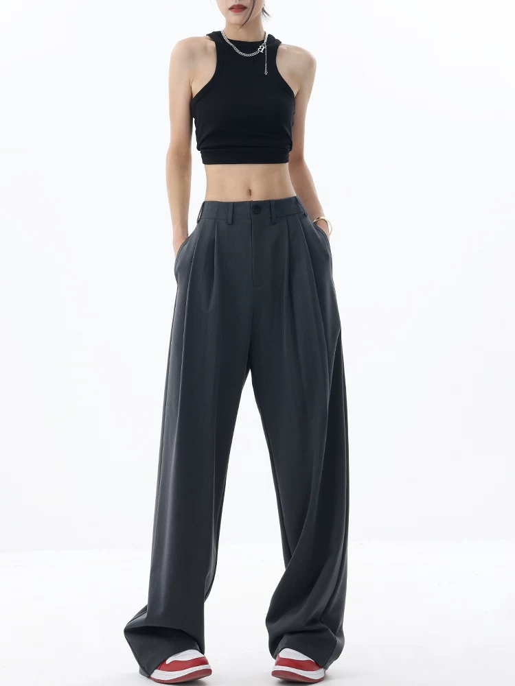 Quần âu kiểu mới Xuân Thu KEN STUDIO2025 dành cho nữ, thiết kế xếp ly draping, dáng rộng, dài chấm đất, phong cách thường ngày.