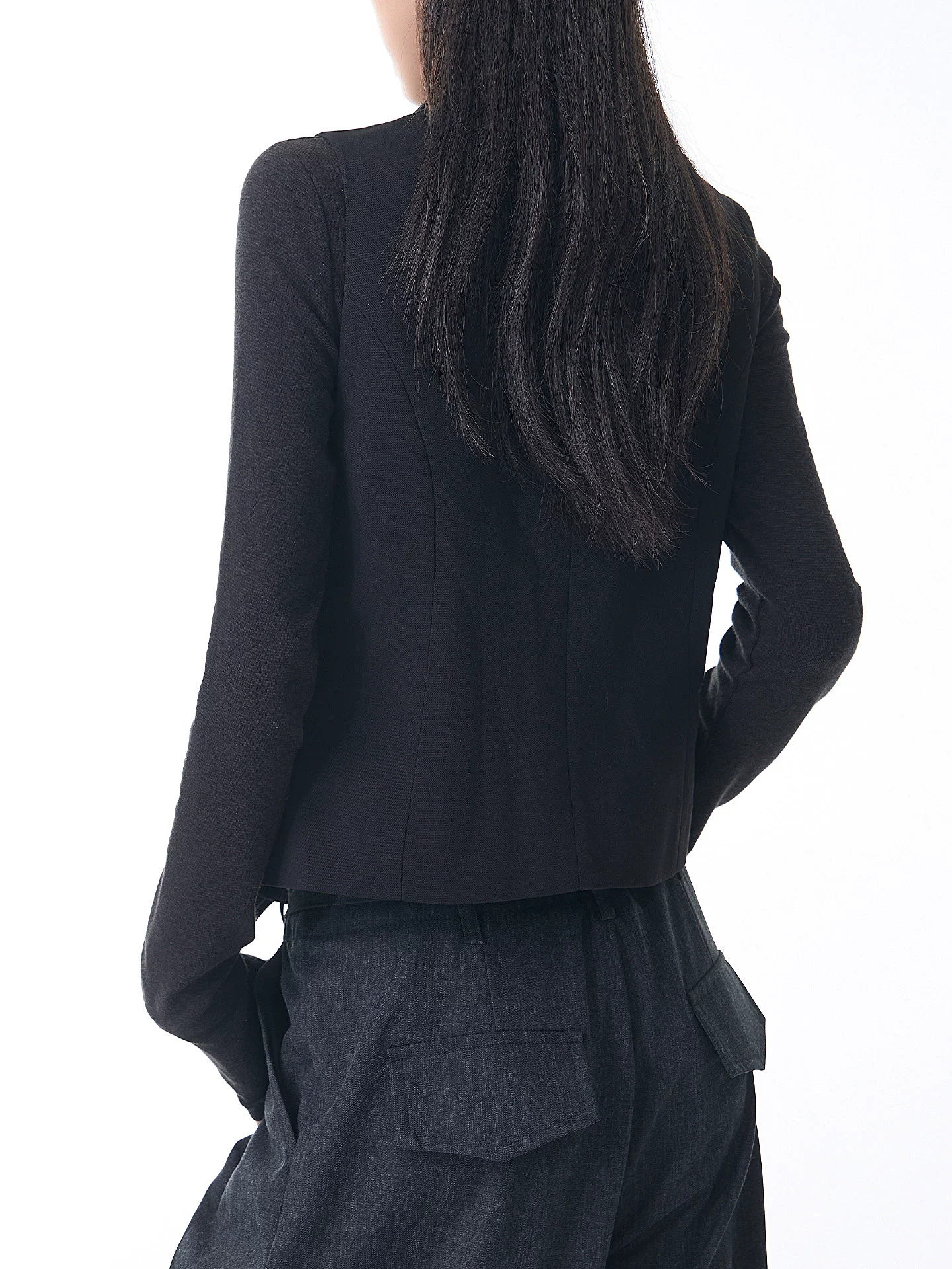 KEN STUDIO Xuân Thu Mới Màu Đen Không Tay Phù Hợp Với Áo Vest Nữ Cổ Chữ V Sọc Thắt Nơ Slim Fit Áo Vest Áo Khoác