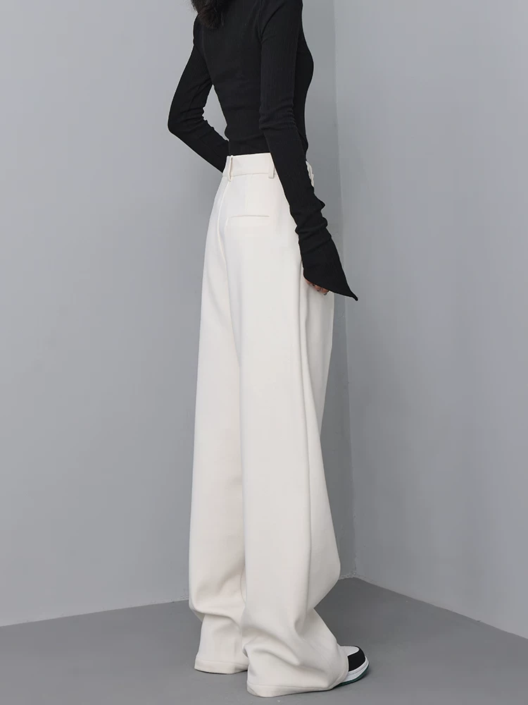 Quần âu len dáng thẳng màu mơ mùa thu đông KEN STUDIO2025, quần nữ suông rộng dài, quần thường ngày