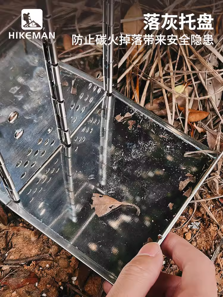 Bếp củi gấp ngoài trời tích hợp bếp nướng dã ngoại bằng thép không gỉ, bếp nướng than củi di động hình vuông BC