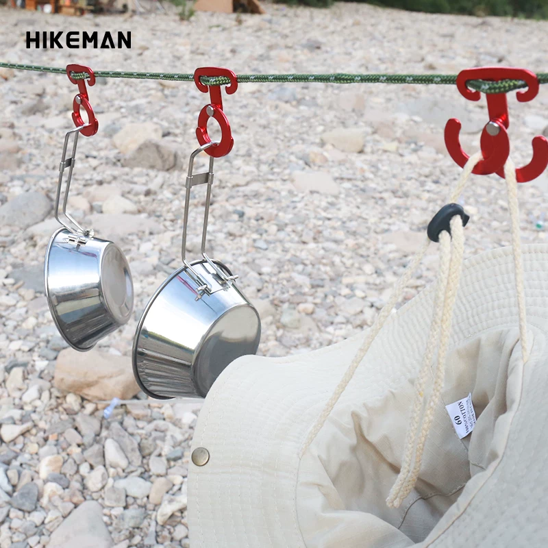 Khóa dây gió hợp kim nhôm đa năng ngoài trời hình chữ O, móc treo đèn lều cắm trại tự khóa