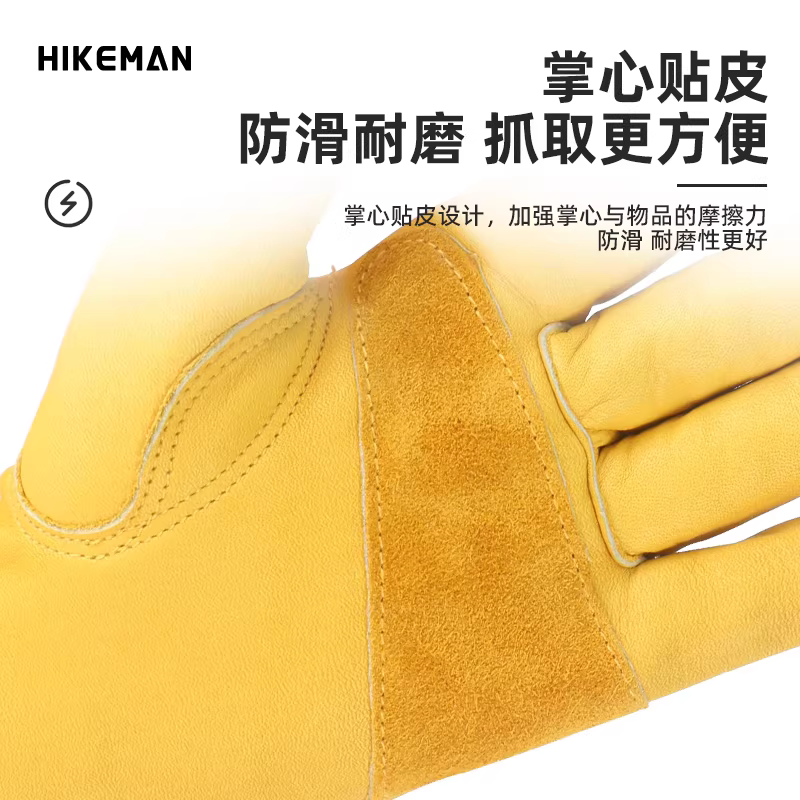 Găng tay da bò lớp đầu tiên khi cắm trại ngoài trời, cách nhiệt khi nướng thịt, chống bỏng, bảo hộ lao động, chống mài mòn, bảo vệ, găng tay đi xe máy cổ điển