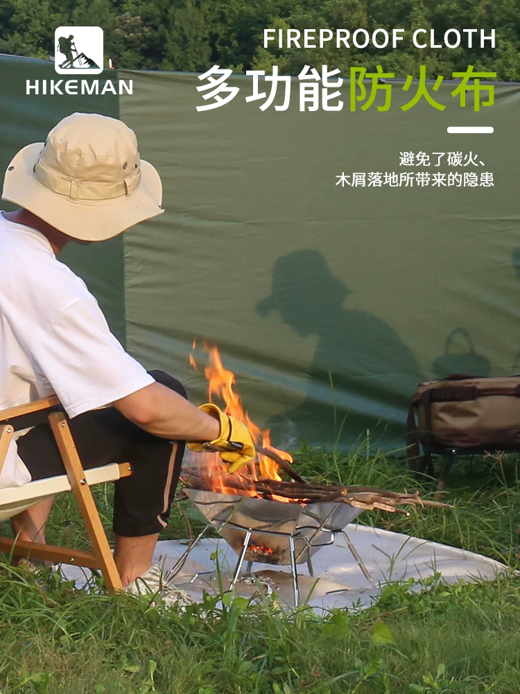 Thảm dã ngoại ngoài trời, vải chống cháy, thảm nướng thịt, chất chống cháy trên cỏ, chăn chữa cháy phủ silicon chịu nhiệt độ cao
