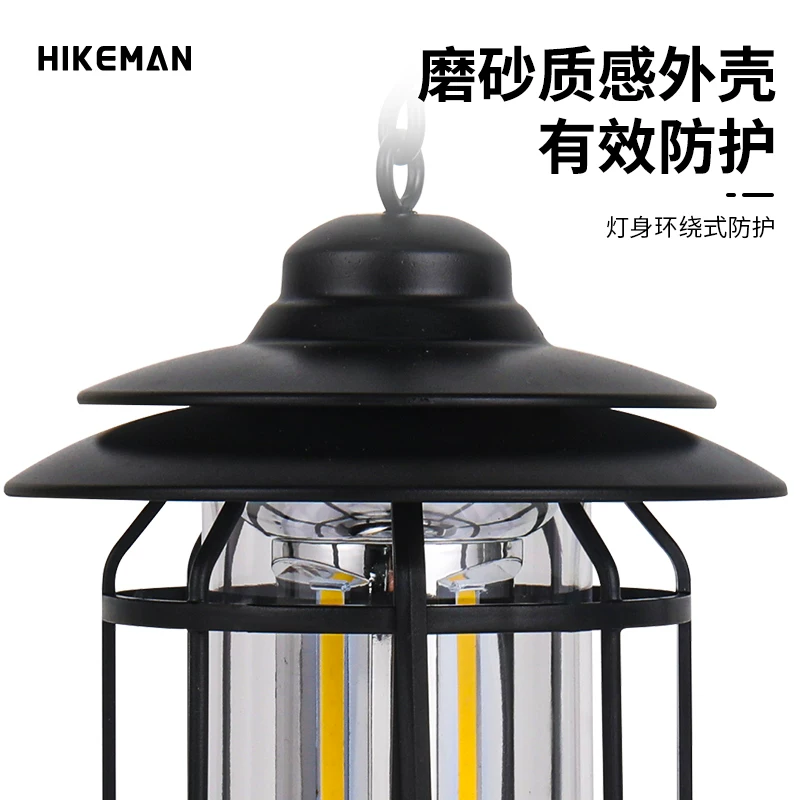 Đèn cắm trại ngoài trời kiểu cổ điển, di động, tạo không khí, đèn lều cắm trại sạc lại được, đèn mái che, thời lượng pin siêu dài