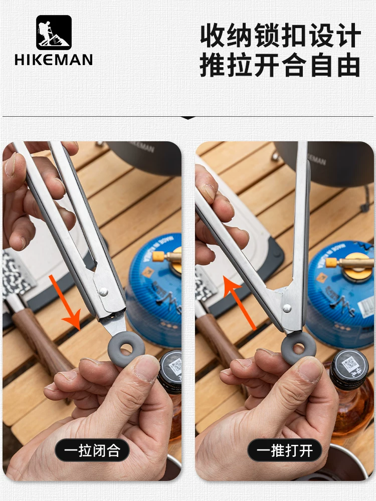 Kẹp nướng ngoài trời, kẹp thực phẩm chống bỏng dã ngoại, kẹp silicon chịu nhiệt độ cao, kẹp chiên bít tết nhà bếp, kẹp nướng bằng thép không gỉ