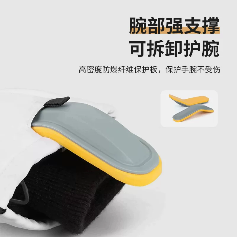 Găng tay trượt tuyết Kevlar có bảo vệ cổ tay tích hợp, găng tay trượt ván chuyên nghiệp dành cho nam và nữ, găng tay màn hình cảm ứng năm ngón tay dành cho mùa đông trên núi tuyết.