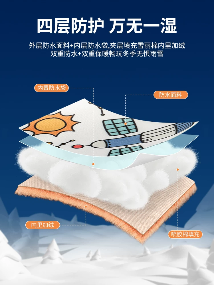 Găng tay trượt tuyết cho trẻ em từ 3-14 tuổi, không thấm nước, giữ ấm mùa đông, lót lông cừu, dày dặn, dành cho bé trai và bé gái, đi xe đạp, chống lạnh, chơi tuyết, mùa đông.