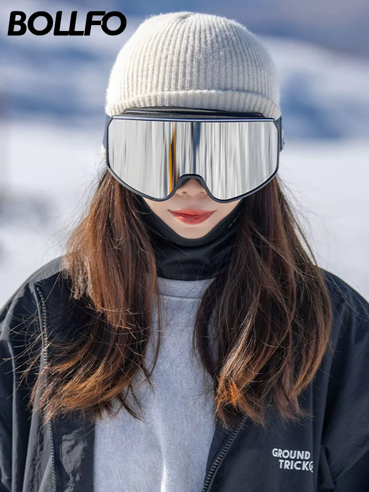 Kính trượt tuyết dành cho nữ, kính trượt tuyết hai lớp chống sương mù từ tính, thích hợp cho tròng kính theo toa, kính leo núi dành cho nam, kính trượt tuyết hình trụ