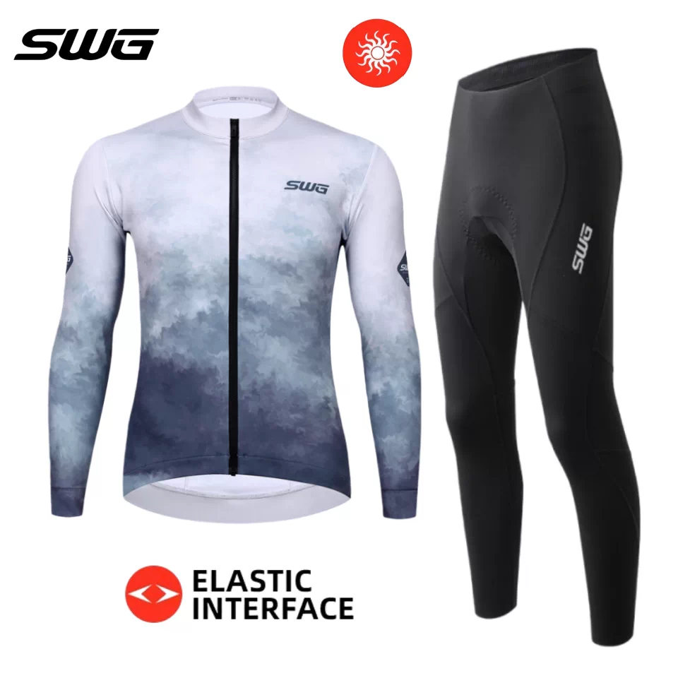 Bộ đồ đạp xe giữ ấm SWG Mingsheng mùa thu đông, áo dài tay, dành cho xe đạp đường trường, áo khoác nỉ dành cho nam