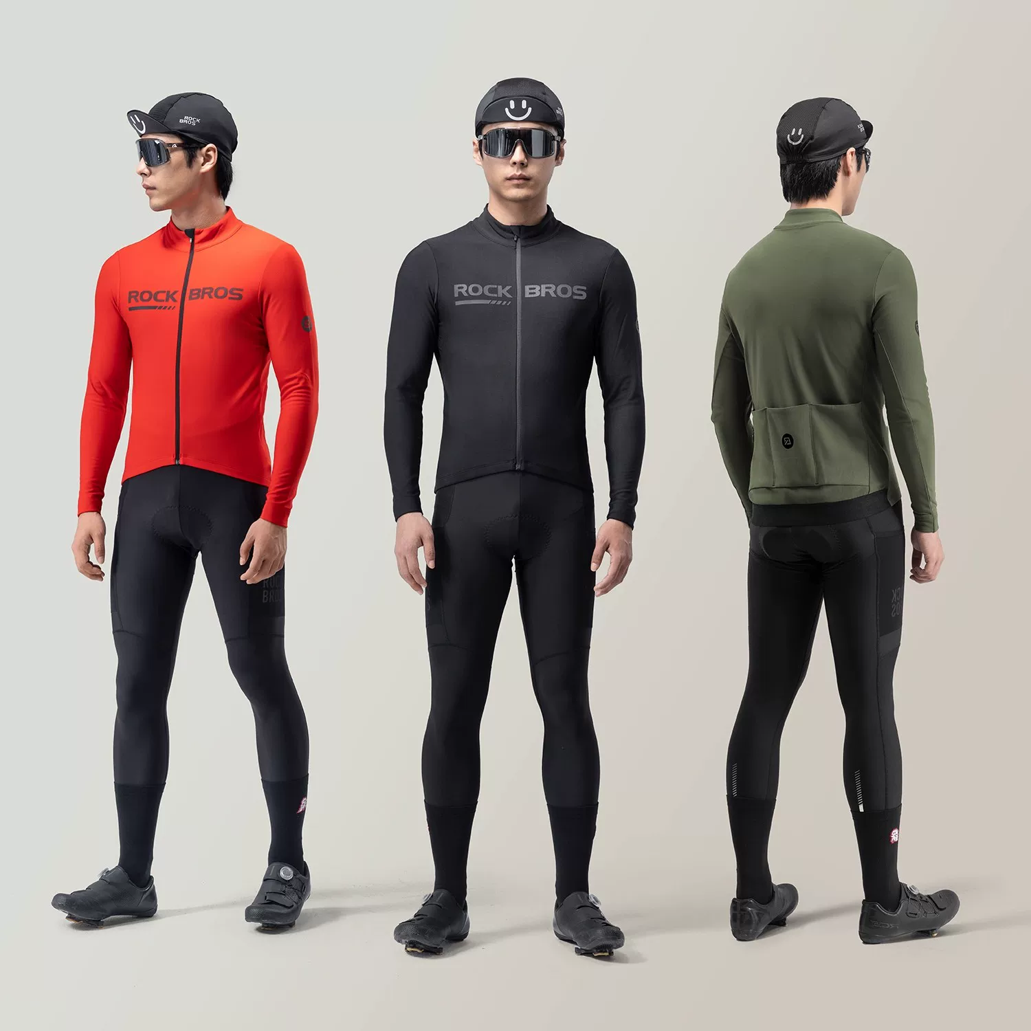 Bộ đồ đi xe đạp Rock Brothers Bộ quần áo thể thao đi xe đạp ngoài trời dài tay ấm áp dành cho nam và nữ mùa thu đông