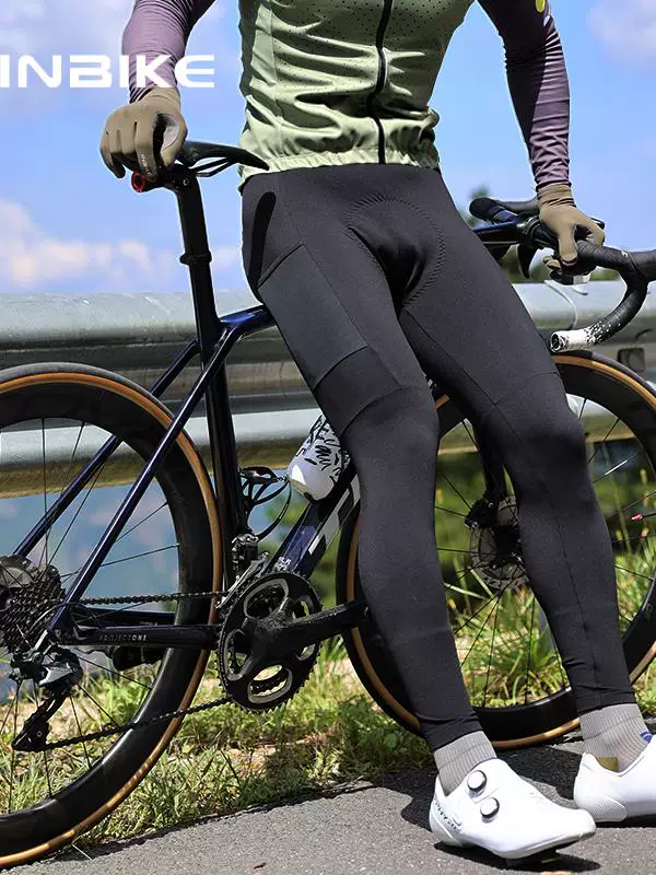 Quần đi xe đạp lông cừu chống gió INBIKE quần dài nam có túi ấm áp mùa thu đông xe đạp đường trường lót lông cừu