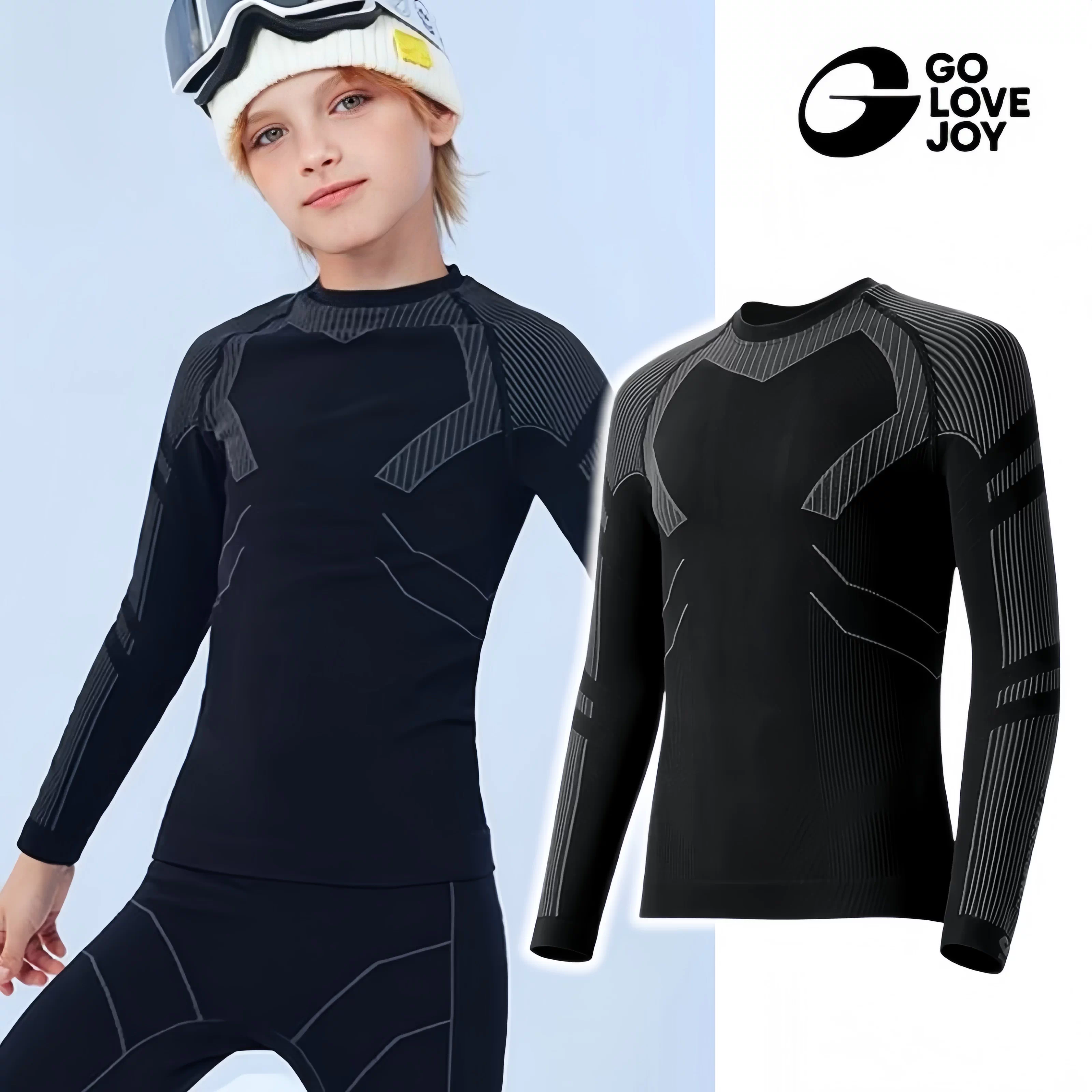 Quần áo trượt tuyết nhanh khô cho trẻ em, quần áo giữ ấm khi leo núi và trượt tuyết, quần lót nén chuyên nghiệp thấm hút mồ hôi và thấm hút ẩm cho bé trai khi đi ngoài trời