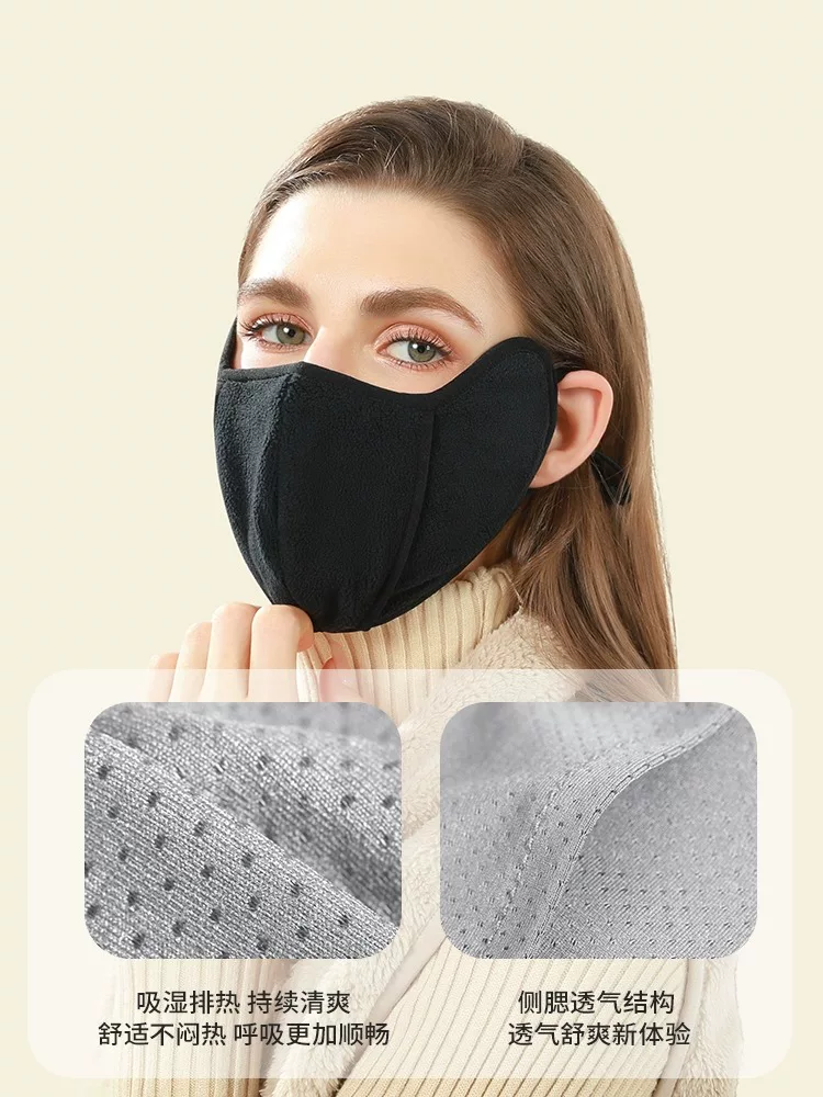 Khẩu trang đi xe đạp dành cho nữ trong mùa đông, chống gió, chống lạnh, ấm áp, dày dặn, chống đông, đeo tai, đi xe đạp ngoài trời, khẩu trang thoáng khí cho xe điện