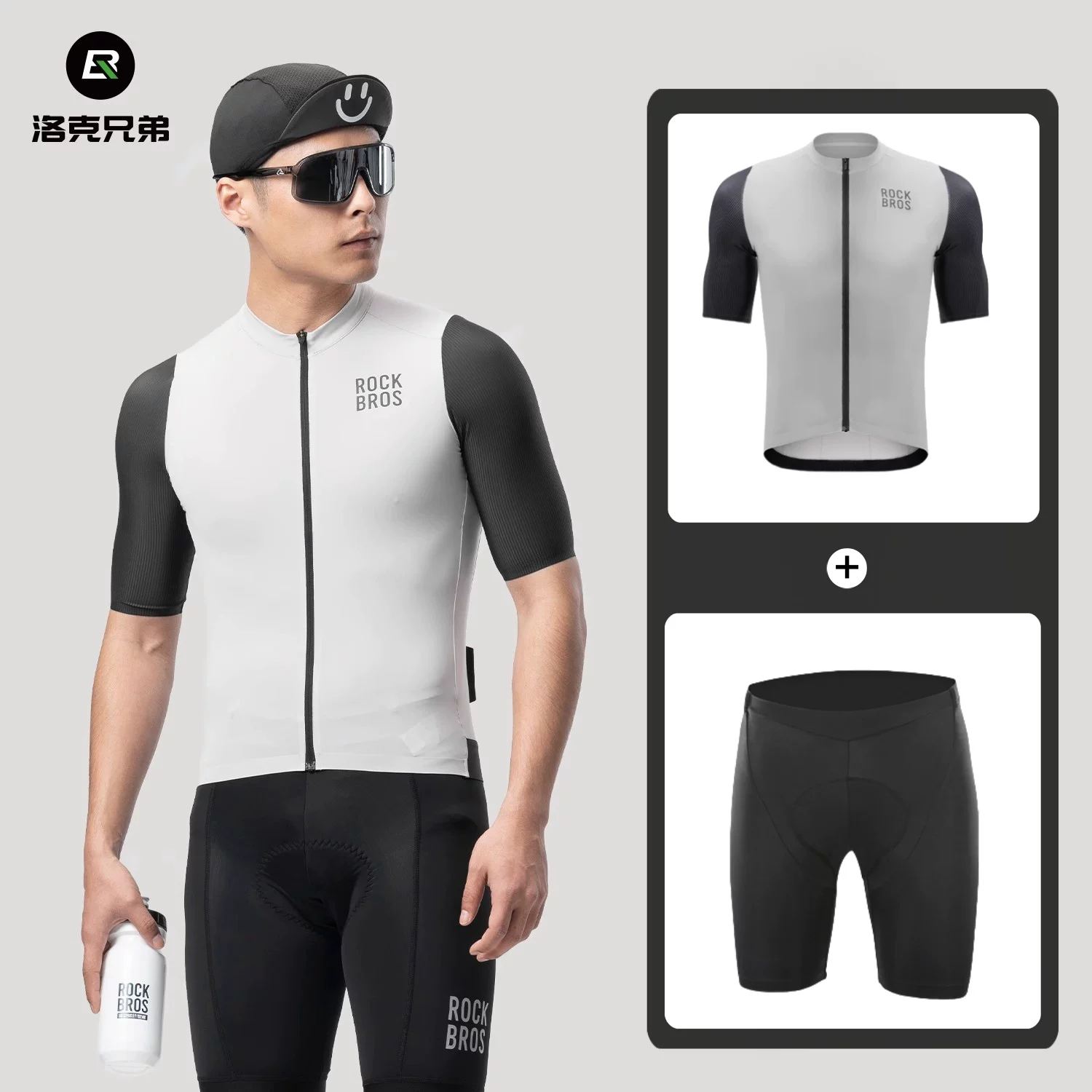 Áo đi xe đạp ngắn tay mùa xuân hè của Rock Brothers, độ đàn hồi cao, nhanh khô, quần áo đi xe đạp đường trường thoáng khí, thiết bị đi xe đạp ôm sát cho nam