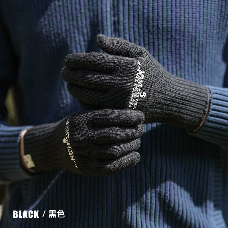 Găng tay mùa đông dành cho nam để đi xe đạp, ấm áp, tương thích với màn hình cảm ứng, găng tay len cotton dệt kim để lái xe, găng tay đi xe đạp ngoài trời mùa đông dành cho nam.