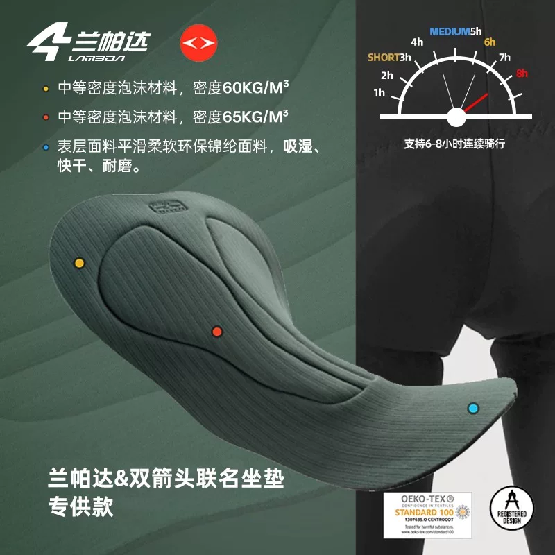 Quần Bib đạp xe Lampada Arrow Feather 20 Double Arrow dành cho nam và nữ có túi, giảm xóc, mùa xuân hè, xe đạp đường trường