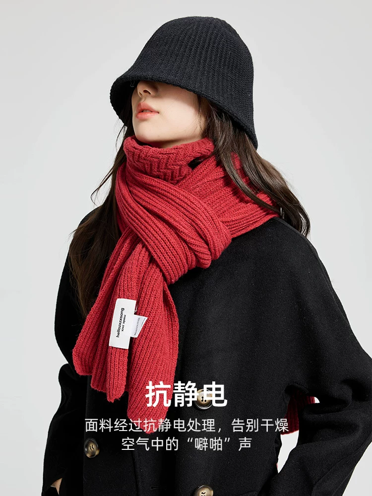 Khăn quàng cổ dành cho nữ, màu xanh Klein mùa đông, quà tặng sinh nhật, khăn quàng cổ dệt kim mùa thu cao cấp đa năng màu xanh ấm áp chống gió