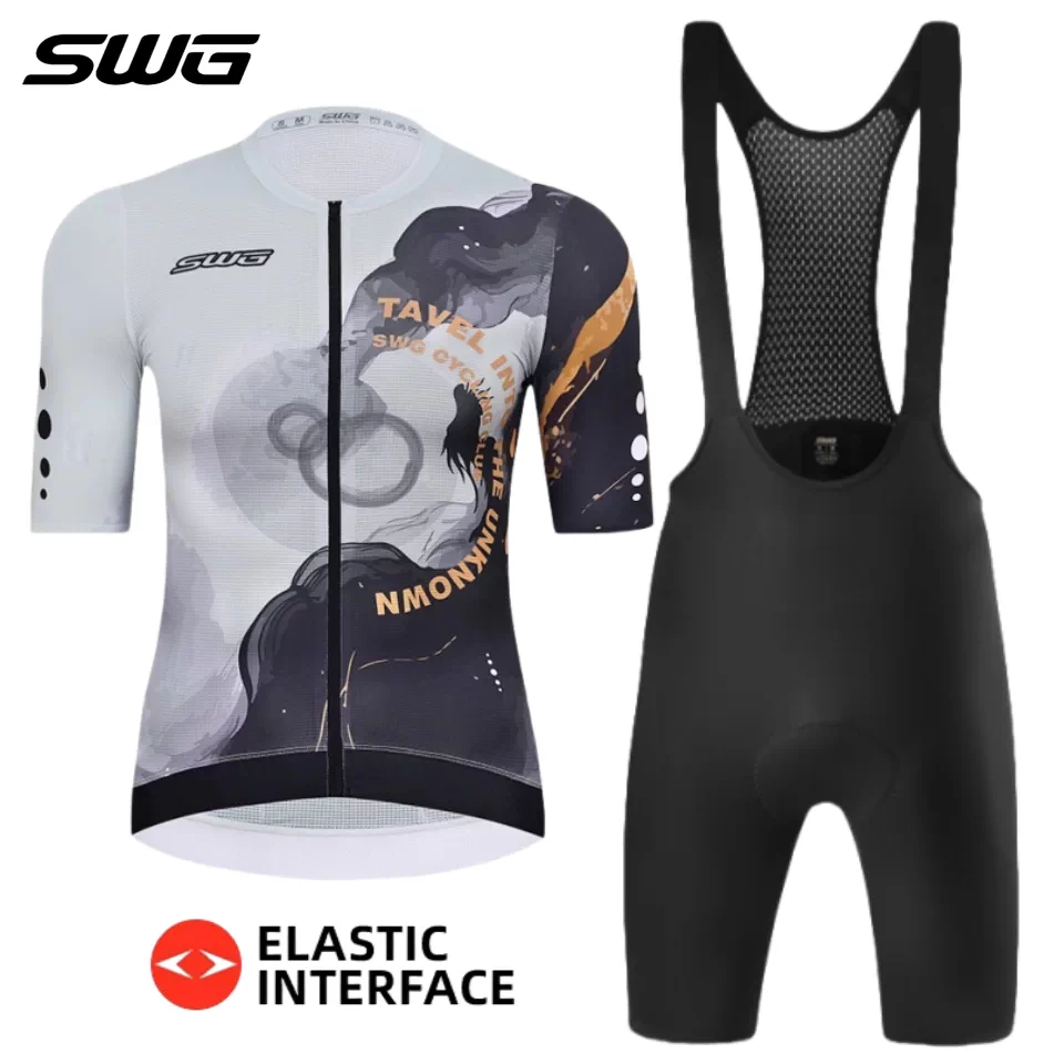 SWG Mingsheng Bộ quần áo đi xe đạp ngắn tay quần yếm ngắn tay unisex xe đạp đường núi quần áo mùa hè thiết bị