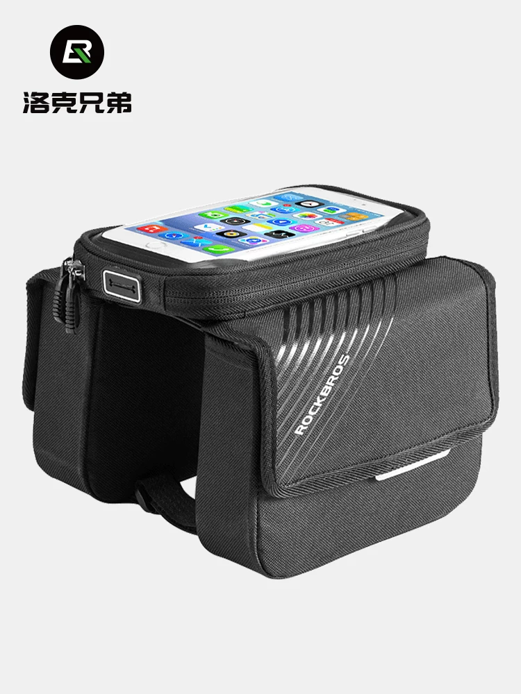 Túi đựng đồ phía trước xe đạp Rock Brothers, túi đựng điện thoại xe đạp leo núi, túi đựng dụng cụ, túi treo phía trước ống trên, túi đựng đồ đạp xe